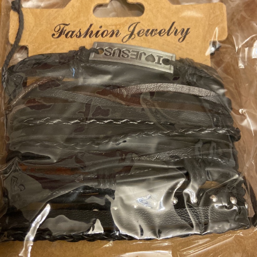 CASDAN 6 Pieces Jesus Logo Braided Leather Bracelets Woven Cuff Wrap Bracelets. - Picture 3 of 4